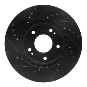 Kia Forte Koup Brake Rotor (1) - Front Right - R1 Concepts - Drilled & Slotted - Black - `10-`13